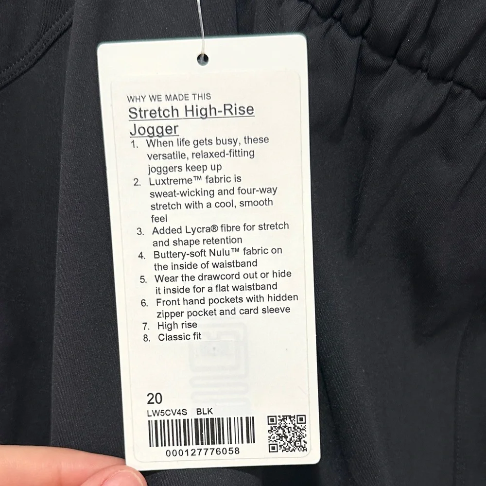 NWT lululemon athletica Women’s Black Track Joggers with Drawstring Waist Plus - Picture 2 of 5